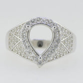Sterling Silver Semi Mount Ring Setting Pear PE 10X8mm White Topaz - Syzjewelry